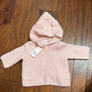 NWT Baby Gap Pink Baby Brannan Bear Knit Sweater 0-3M